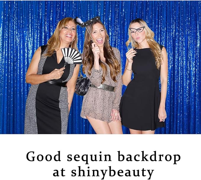ShinyBeauty Royal Blue Sequin Backdrop Curtain 2 Panels 4FTx10FT Glitter Backdrop Set Sequin Backdrop for Baby Shower N0312