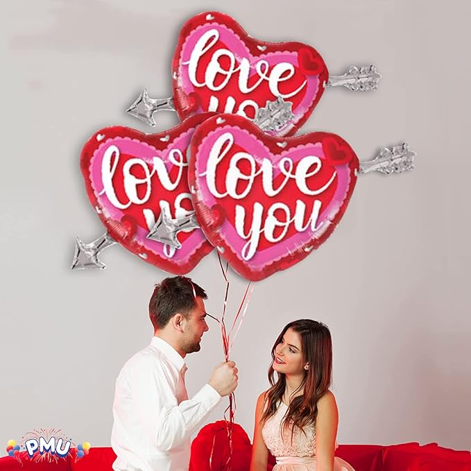 PMU Valentines Day 39 Inch Mylar Foil Balloon Love You Heart and Arrow (10/Pkg) Pkg/1