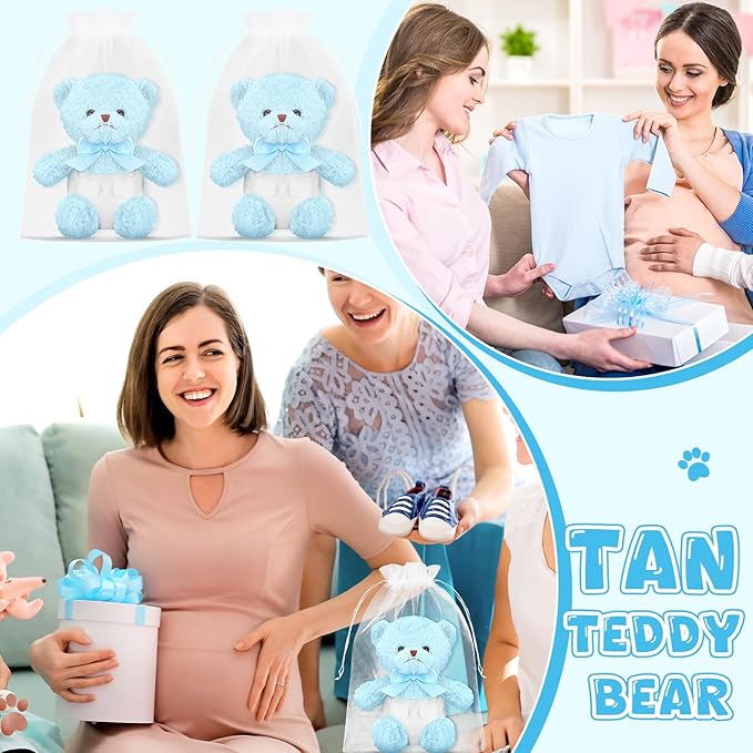 6 Sets Bear Blindfolded Diaper Changing Baby Shower Games Baby Dolls Diapers for Bridal Shower Gender Reveal Games Prizes Gifts for Adults Boys Girls (Blue)