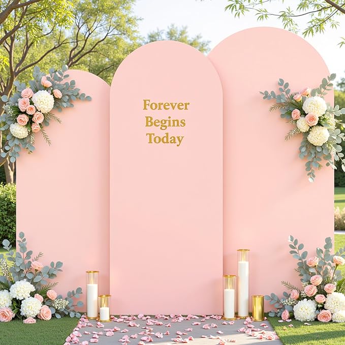 Dusty Rose Arch Cover 3 Set - 6.6FT, 7.2FT, 8FT Dusty Pink Arch Backdrop Cover Spandex Baby Shower Arch Stand Covers for Girls Birthday Party Wedding Bridal Shower Banquet Photo Background Decorations