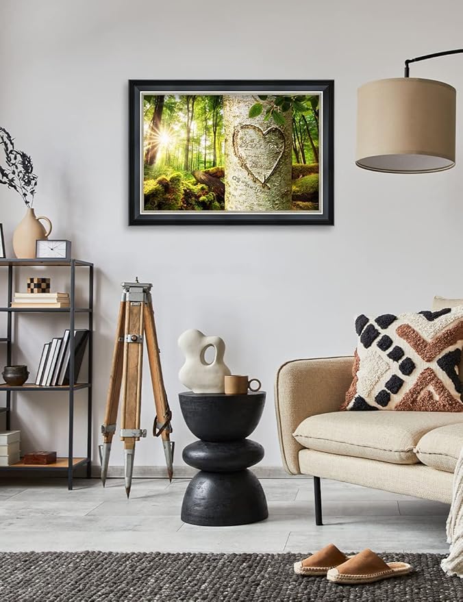 IPIC - Love Evergreen, Personalized Framed Wall Art with Names and Date on, Giclee Prints Framed with Solid Wood, Custom Memorial Gifts for Anniversary. Total Size: 27.25" W x 19.25" H