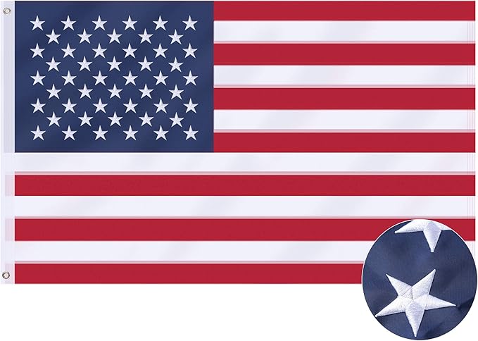 American Flag 6x10 Ft, US Deluxe Embroidered Heavy Duty Polyester Durable Outside Flags with Brass Grommets