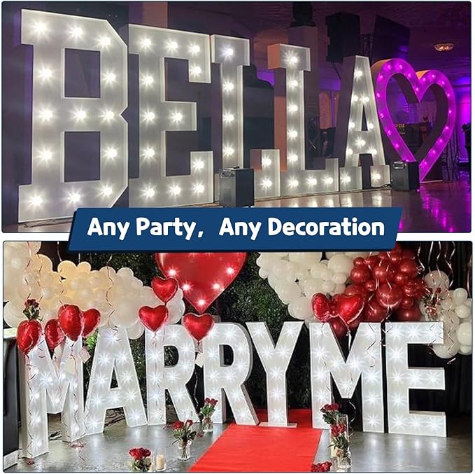 Marquee Letters 3 Feet Tall Large Light Up Letters Decorations Wedding Engagement Proposal White Party Decorations Marry Me Sign XOXO Big Cardboard Backdrop X