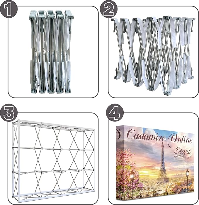 Customize Trade Show Fabric Pop Up Display Tension Fabric Banner Portable Aluminum Display Store Sign Holders Booth Holder Print and Frame Set 15×10 FT