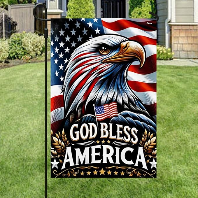 FLAGWIX American Flag - Patriotic Eagle God Bless America Flag MLN2548F, House Flag (29.5" x 39.5") - USA Flags Premium Polyester - Decorative Indoor Outdoor Flag