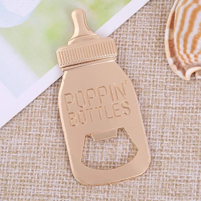 Pack of 48 Baby Shower Favors for Guest Supplies Poppin Bottle Baby Bottle Opener with Exquisite packaging for Baby Shower Wedding Favors Party Souvenirs Decorations(White Pack of 48)