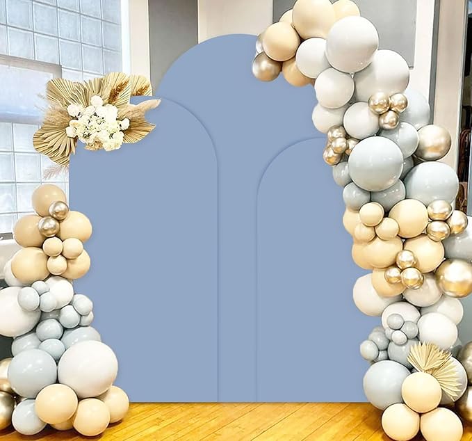 Dusty Blue Wedding Arch Cover Set of 3 Arch Cover Backdrop Fabric 4ft 5ft 6ft Spandex Fit Backdrop Covers for Arched Stand Arches Frame Wall Cover for Birthday Baby Shower Party Arched Stand Covers