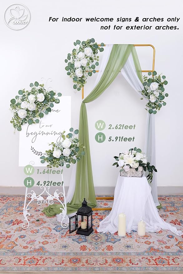 Pack of 2 Wedding Arch, Artificial Flowers, Wedding Decor，Flower Garland Be Suited to Banquet, Party, Reception Entrance Welcome Sign and Background Decoration (Starry Sky)