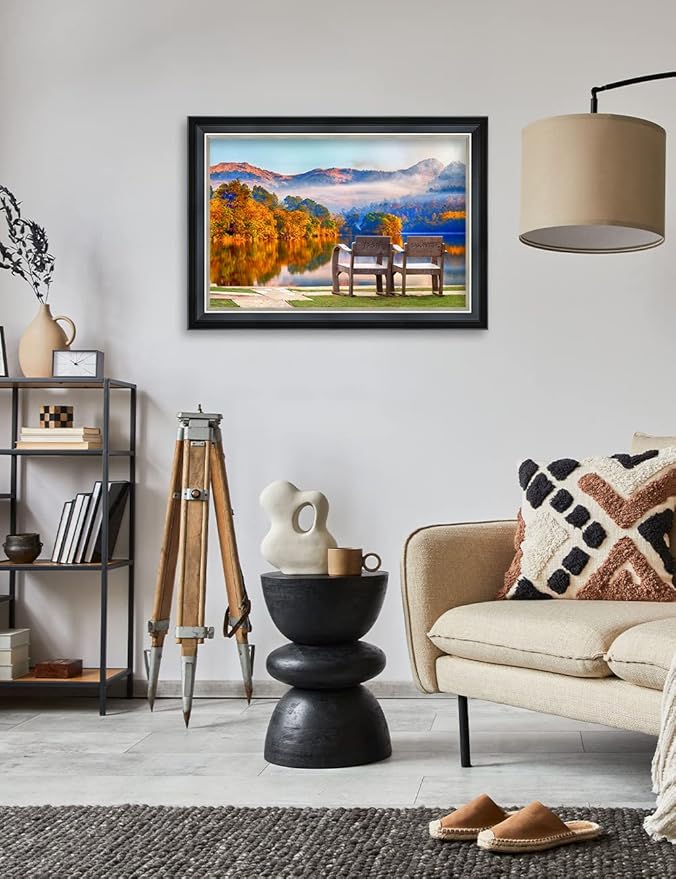IPIC - Grow Old Together, Personalized Framed Wall Art with Names and Date on, Giclee Prints Framed with Solid Wood, Custom Memorial Gifts for Wedding Anniversary. Total Size: 27.25" W x 19.25" H