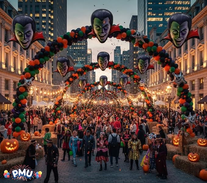 PMU 10 Pc Halloween Party Decoration Accessory 46 Inch Dracula Design Mylar-Foil Balloon
