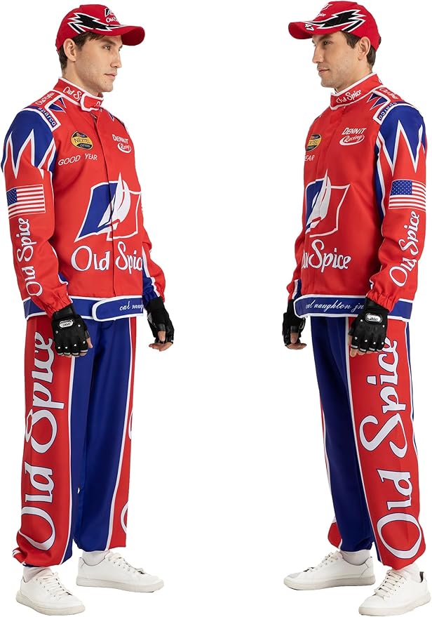 Race Car Driver Costume Jumpsuit Racing Suit Outfit Jacket Halloween Adult Men Women