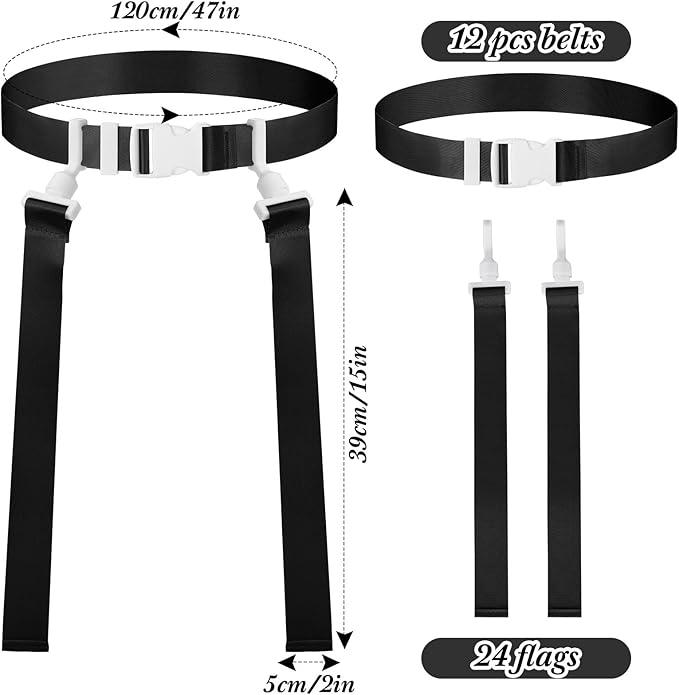 Peryiter 2/12/24/36 Player Flag Football Belt, Adjustable Football Belts and Flags for Kids Youth Adult Sport Team Training