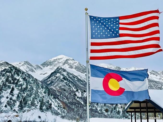 Colorado State Flag 5x8 Ft Deluxe Full Embroidered Heavy Duty Polyester Durable CO Outside Flags with Sewn Stripes and Brass Grommets for Indoor/Outdoor