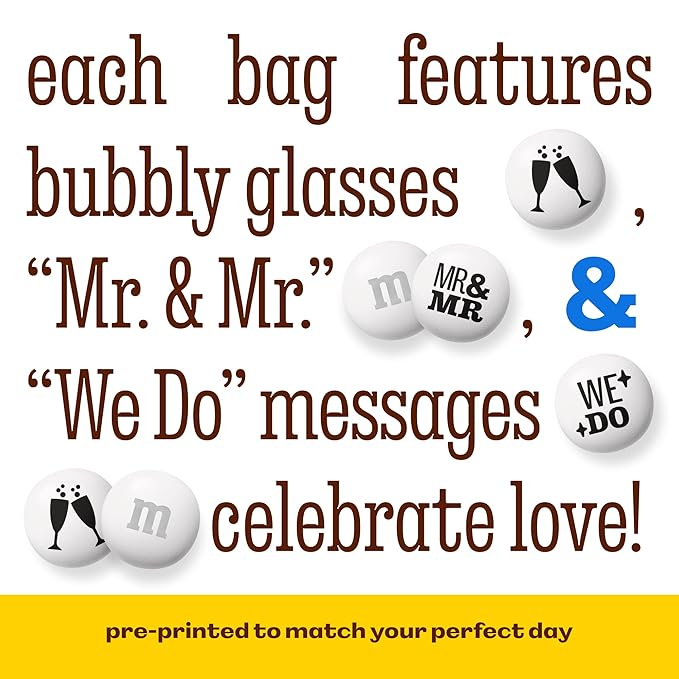 M&M’S WORLD “Mr. and Mr.” Milk Chocolate Candy, 2 lbs Bulk Candy for Wedding Decorations, Unique Favors, or Cake Topper