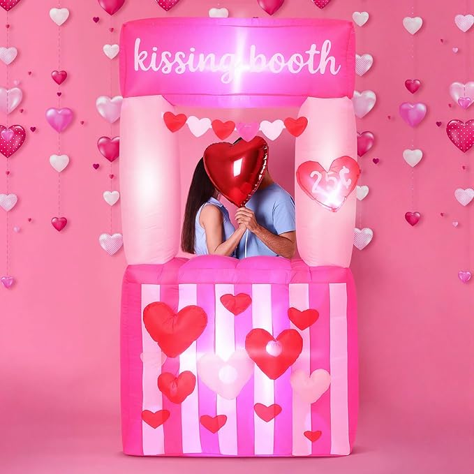 Sotiff 7 FT Valentines Kissing Booth Inflatable Valentine Inflatable Outdoor Decorations Heart Love Kissing Booth Decor Large Yard Decoration for Outdoor Garden Yard Lawn Holiday Party