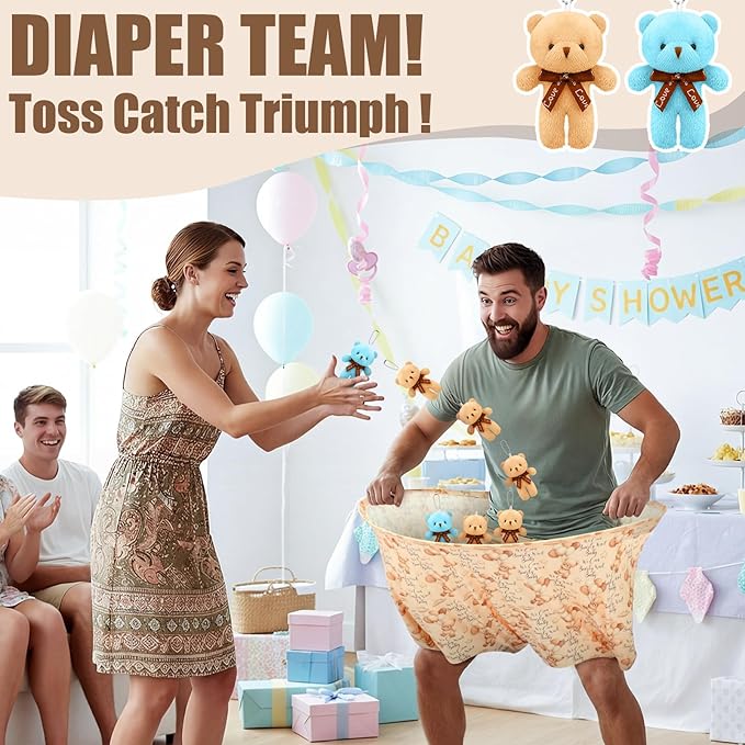 22 Pcs Funny Bear Baby Shower Diapers Games Activities Fun Bridal Shower Games How Many Plushies Can You Catch in Your Big Diaper Gender Reveal for Boys Girls Adults