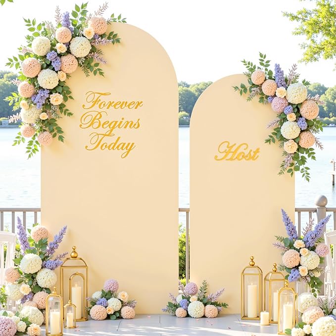 Champagne Photo Arch Backdrop Cover Set of 2 for Party Spandex 7.2 and 6ft Arch Covers Stretchy Backdrop Wedding Arch Stand Covers for Birthday Bridal Shower Ceremony Banquet Background Decorations