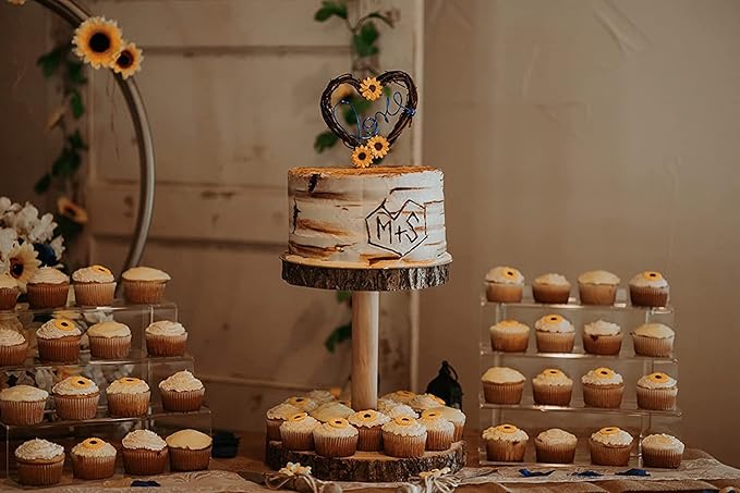Love Sunflower Cake Topper in Rustic Style for Wedding Reception