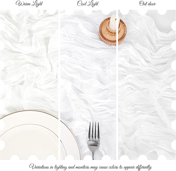 15 Pack White Cheesecloth Table Runner 17 x 108 Inch Fall Thanksgiving Boho Rustic Farmhouse Gauze Cheese Cloth Runner for Wedding Party Baby Shower Home Decor Holiday Decorations
