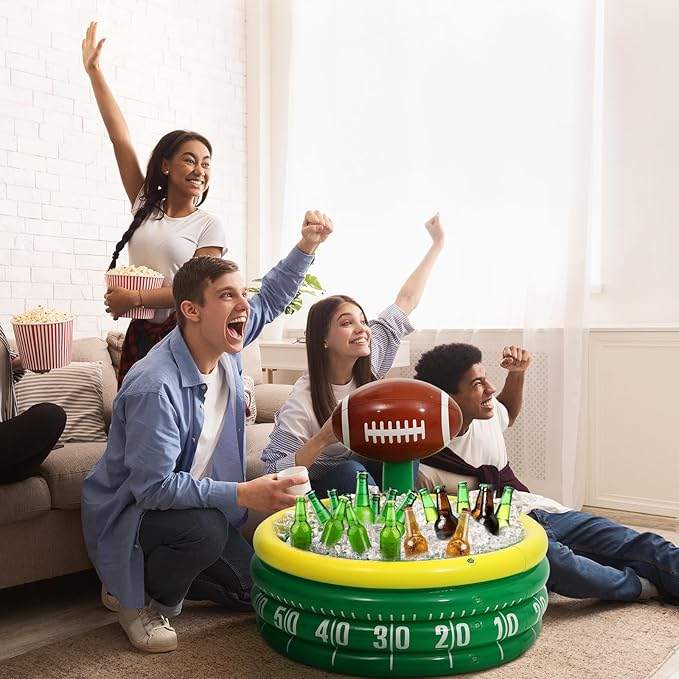 Bencailor 2 Pcs Inflatable Football Cooler for Parties Blow up Drink Rugby Cooler Party Decorations Football Party Supplies Inflatable Ice Bucket for Game Day Picnic Beer