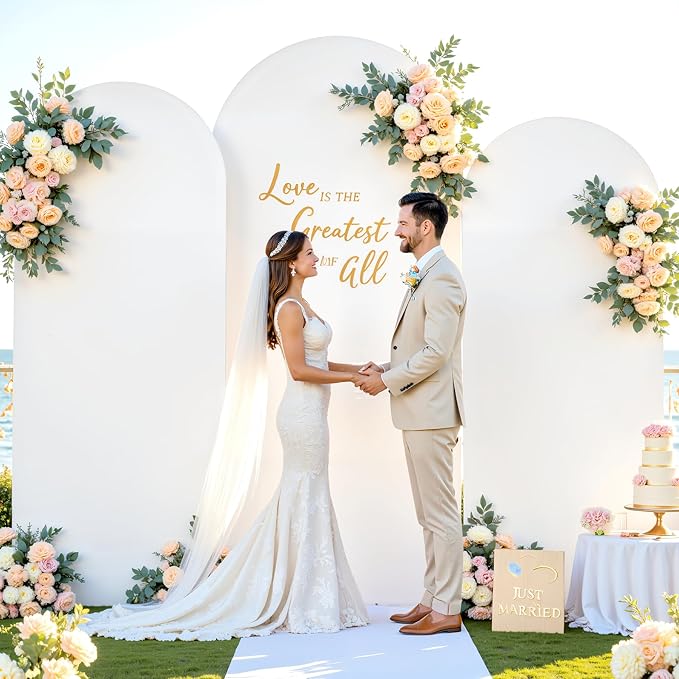 White and Blue Arch Cover 3 Set-6FT, 5FT, 4FT Arch Backdrop Cover Spandex Fitted 2-Color Fabric Stand Covers for Baby Shower Boy Birthday Party Graduation Banquet Photo Background Decorations