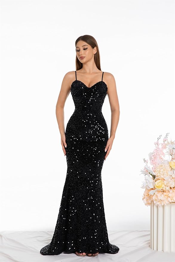 Evening Formal Dresses for Women Sequin Prom Wedding Guest Cocktail Dress Party Sexy Maxi Elegant Bodycon Night Gown