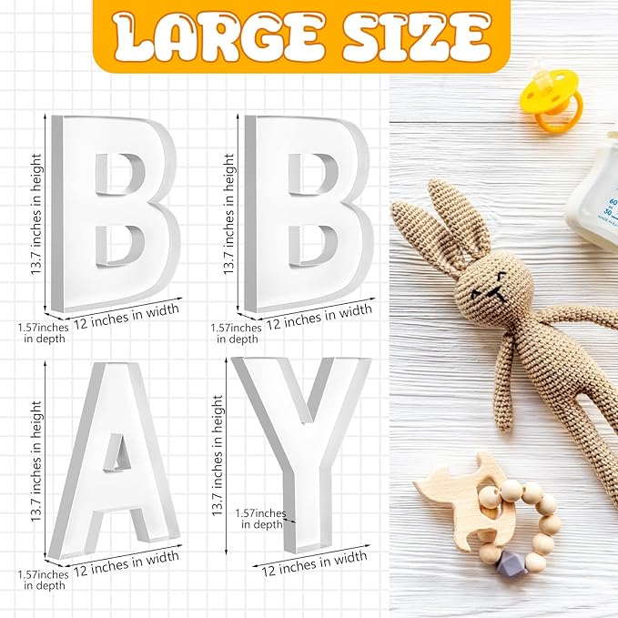 Mifoci 4 Pcs Large Baby Shower Food Trays 13.7" Charcuterie Cardboard Letter Shaped Serving Platter Fillable Boxes for Gender Reveal Baby Shower Party Paper Chocolate Candy Decoration(White)