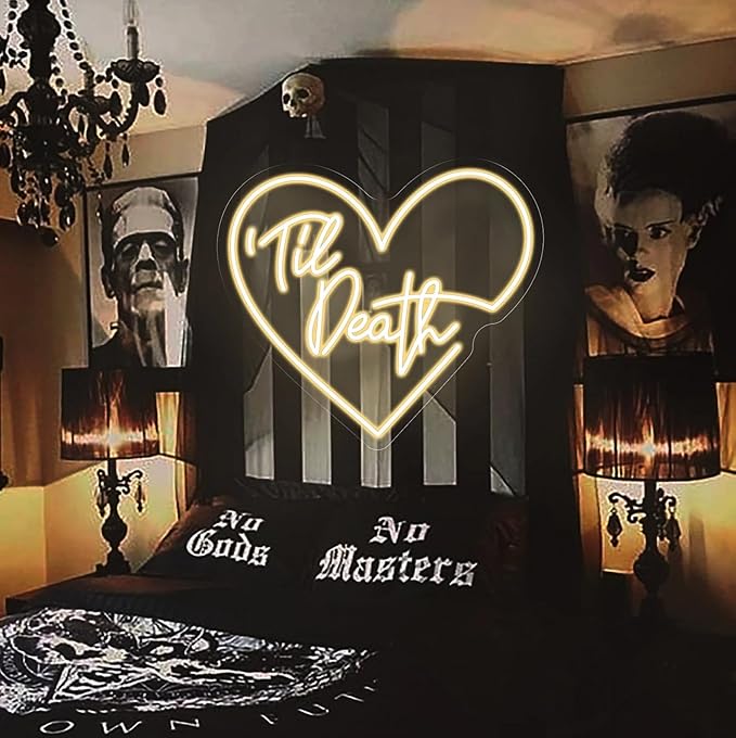 Custom Til Death Heart Neon Sign Wedding LED Neon Light Neon Sign Customizable for Wall Decor Wedding Valentine's Day Backdrop Birthday Party Décor