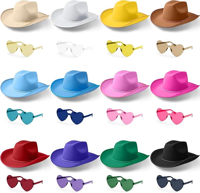 Haysandy 24 Pcs Sparkly Party Hats with Rimless Heart Sunglasses Fun Colorful Party Hats Goggles for Women Men