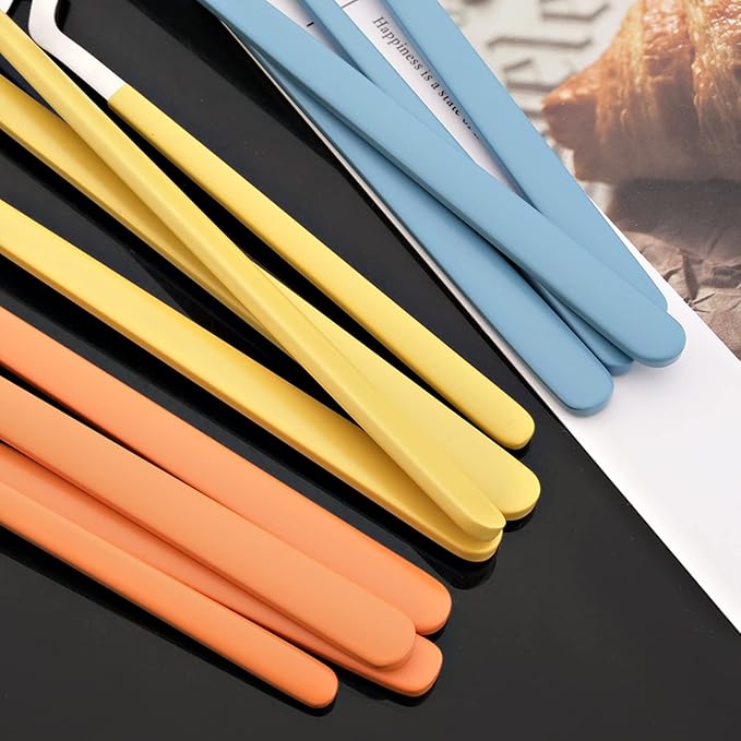 JASHII Flatware Set 32-piece Silverware Set Matte Finished Cutlery Set Service for 8 Include Knife/Fork/Spoon/Coffee spoon Dishwasher Safe (Orange Silver)