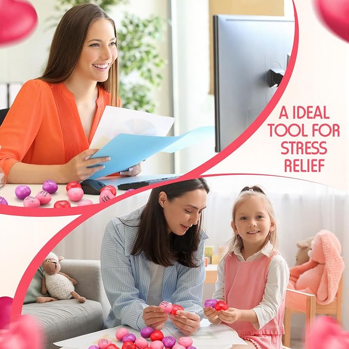 150 Pieces Valentines Day Heart Stress Balls 1.5 Inch Stress Relief Balls Valentine Small Heart Shape Stress Ball Party Favors Valentines Day Gifts for Little Teens