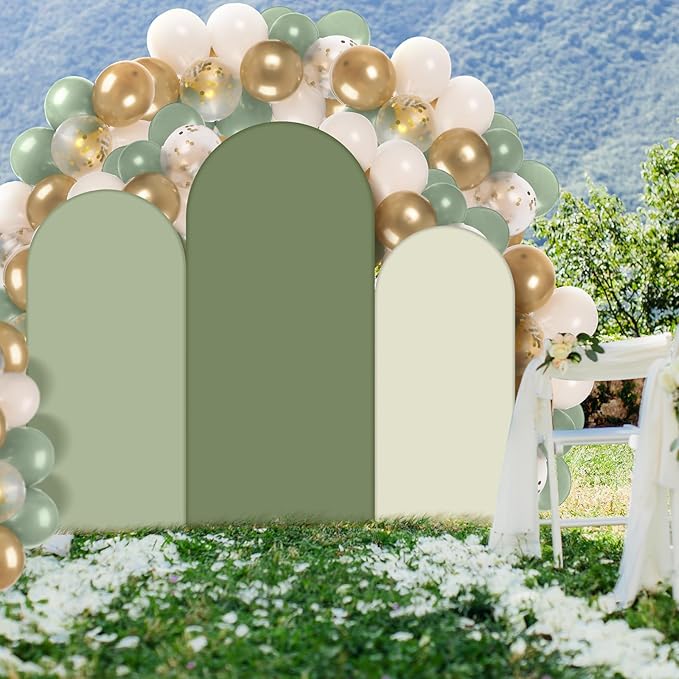34 Pcs Sage Green and Beige Balloon Arch Backdrop Covers 4ft 5ft 6ft Sage Green Spandex Arch Backdrop Covers with Balloons for Wedding Bridal Shower Bachelorette Ceremony Outdoor Decorations