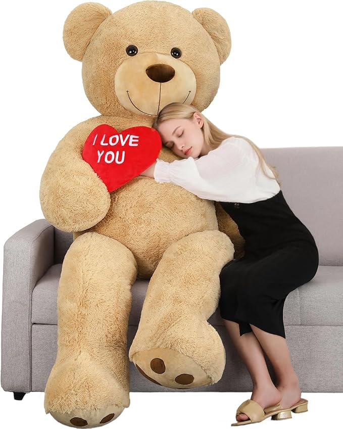 Tezituor Giant Teddy Bear 6ft Stuffed Animals - “I Love You”Red Heart Jumbo Human Size Teddy Bear for Girlfriend,Boyfriend,Wife,Lover-Birthday, Anniversary, Valentines, or Long Distance