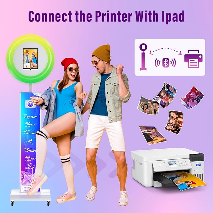 JIYANG Photo Booth with Flight Case,Photo Booth Stand Shell with ChackTok PhotoBooth VIP Member,APP and Remote Control,Music Sync,Wedding and Events