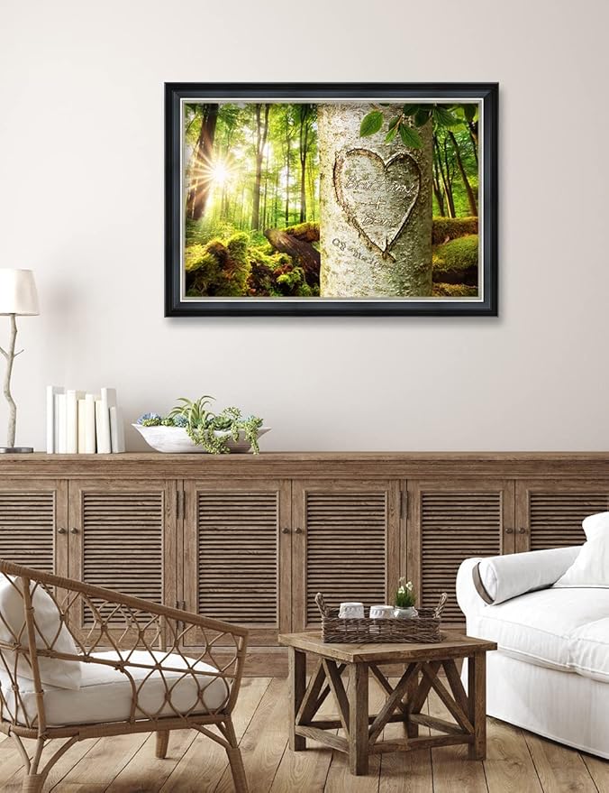 IPIC - Love Evergreen, Personalized Ideal Gift Custom Framed Wall Art with Names and Date, Giclee Prints with Solid Wood Frame, Unique and Memorable Present. Wall Art for Home Decor.