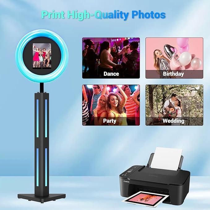Photo Booth Compatible with Ipad 12.9in 11in 10.9in 10.2in, Photo Booth Machine with ChackTok PhotoBooth VIP Member, Ring Light, Selfie Photo Booth for Parties,Wedding and Events