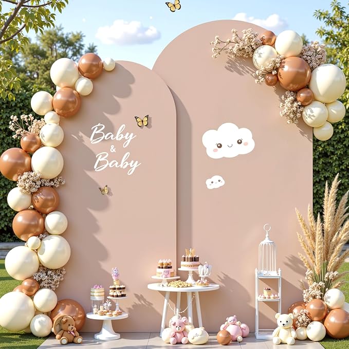 Nude Photo Arch Backdrop Cover Set of 2 Spandex 7.2 and 6ft Arch Covers Stretchy Backdrop Party Arch Stand Covers for Birthday Party Baby Shower Wedding Bridal Shower Banquet Background Decorations