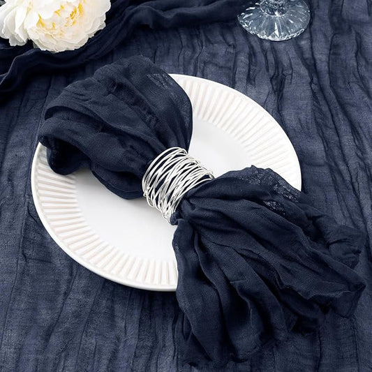 50 Pack Navy Blue Cheesecloth Napkins Spring Cloth Napkins Set of 50 Navy Dinner Napkins Bulk 21x21 Inches for Wedding Bridal Shower Baby Shower Valentine's Day