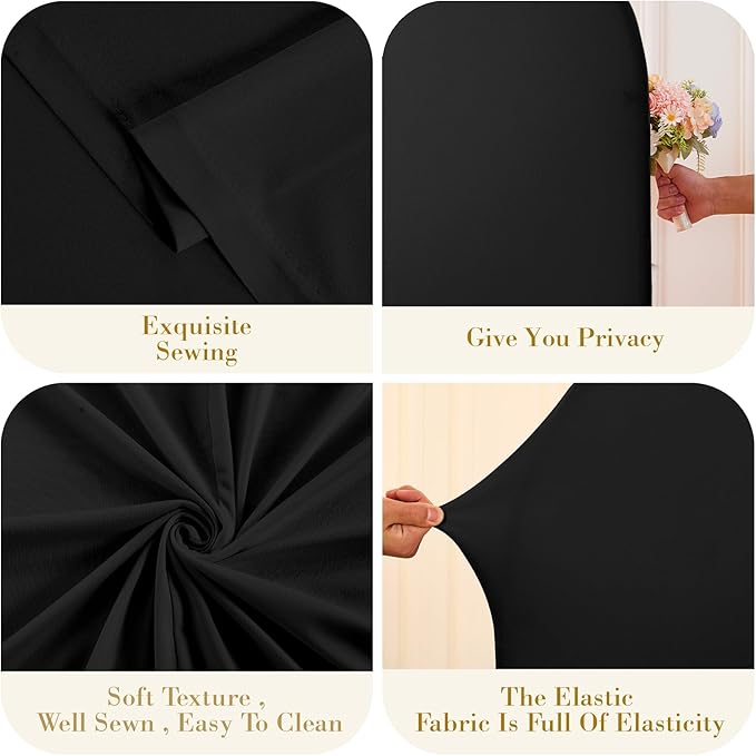 Black Arch Cover 3 Set - 6.6FT, 7.2FT, 8FT Black Arch Backdrop Cover Spandex Wedding Arch Stand Covers for Birthday Party Baby Shower Bridal Shower Wedding Banquet Photo Background Decorations