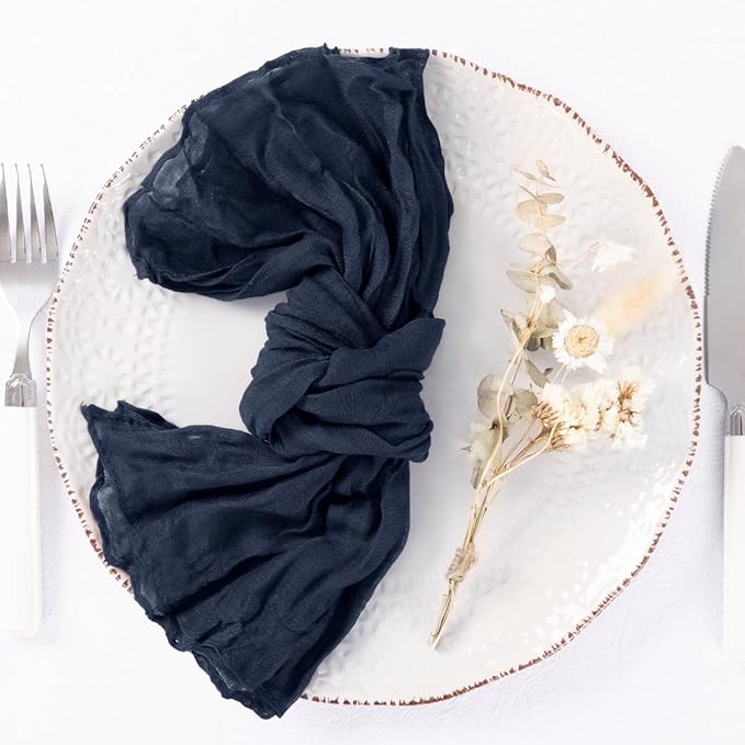 50 Pack Navy Blue Cheesecloth Napkins Spring Cloth Napkins Set of 50 Navy Dinner Napkins Bulk 21x21 Inches for Wedding Bridal Shower Baby Shower Valentine's Day