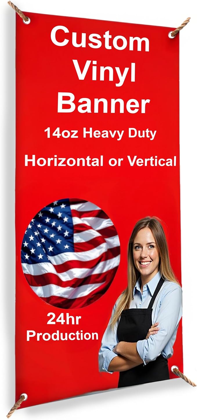 Customizable Vinyl Banner – Personalized Outdoor/Indoor Event Signage for Birthdays, Weddings, Graduations, Business Promotions – Lightweight, Durable, Weather-Resistant, Full-Color Printing (3'x5' / Horizontal)