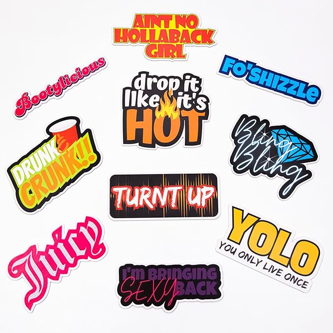 (2000's Pack) Elevate Your Photo Booth Experience with Durable & Waterproof Photo booth Props - Perfect for Weddings, Birthdays, & Photo Booth Businesses - PVC Foamboard Photo Props -10 pieces per Set
