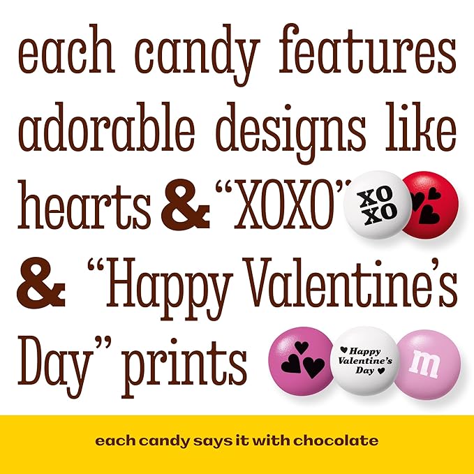 M&M’S Valentine's Day Chocolate Gift Kit, 2lb Red Pink White M&M'S with Messages, 20 Heart-Shaped Silver Tins for Personalized Candy Favors, Galentine’s Gifts, Party Favors, Office Candy Treat Bags