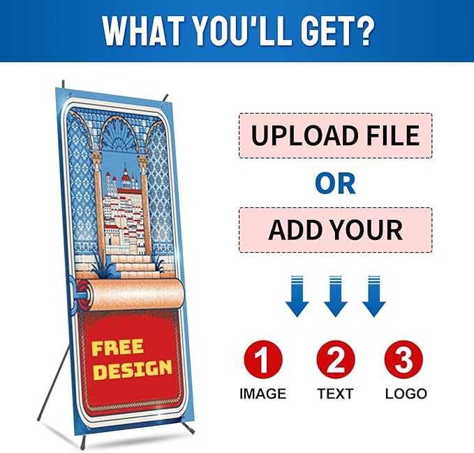 Custom Banner for X Stand 31.5" X 70.86", Banners and Signs Customize, Custom Retractable Banner for Business, Display, Store, Wedding, Graduation, Outdoor Indoor Events - Made in USA（Only Banner）