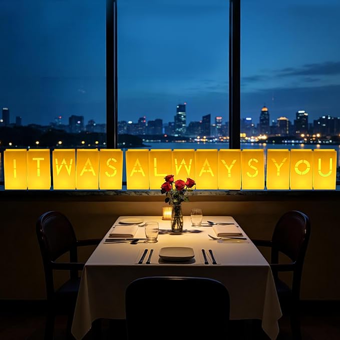 NEXAGEBIUS It Was Always You Sign Luminary Bags Light Up Letter Set with 2000PC Rose Petals and Candles for Anniversary Valentine's Day Decor Romantic Decorations Special Night Decor for Woman Man Girl