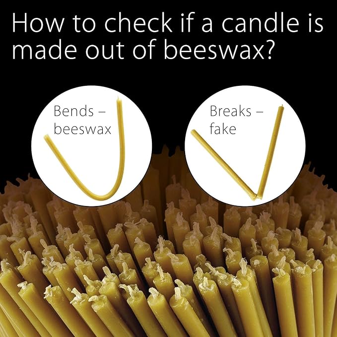 Danilovo Pure Beeswax Candles - Honey-Scented, Decorative Thin Taper Candles - Ideal for Birthday Decoration or Church Prayers - Drip Free, Tall & Smokeless Pack of 100 pcs, 6.3 x 0.2 inch