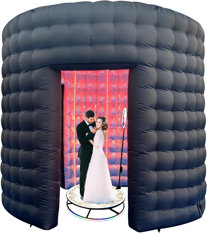 SAYOK 10ft Diameter Round Inflatable LED 360 Photo Booth Enclosure with LED Lights & Blower, 360 Photo Booth Backdrop for Wedding, Party, Birthday, Exhibition