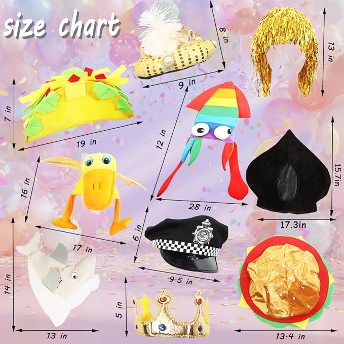 KEPATO Funny Party Hats Halloween Costume Hats, Assorted Bulk Photo Booth Props, Holiday Birthday Dress Up Accessories