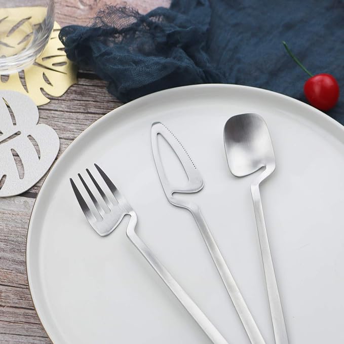 JASHII Flatware Set 32-piece Silverware Set Matte Finished Cutlery Set Service for 8 Include Knife/Fork/Spoon/Coffee spoon Dishwasher Safe (Silver)
