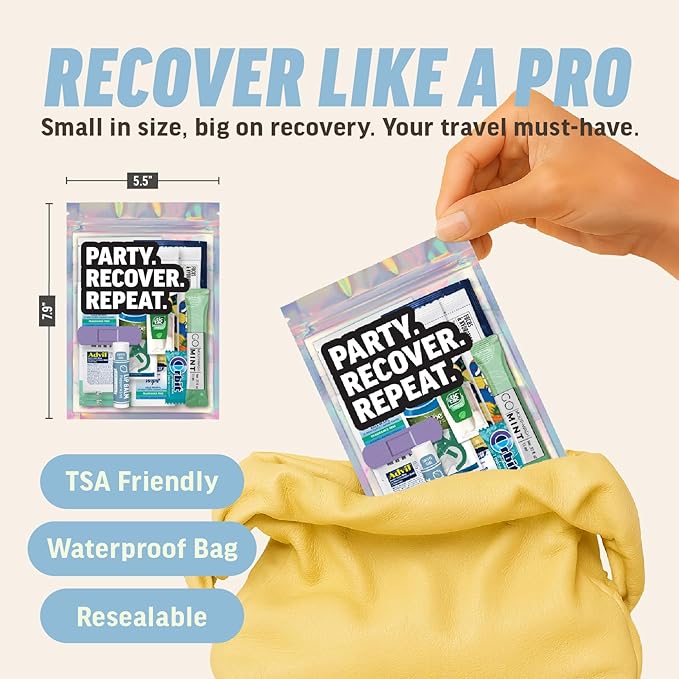 Hangover Kit Deluxe XL – 17pc Pre-Filled Premium Bags with Recovery Essentials – Girls Weekend Gifts, Bachelorette Party Favors, Wedding Celebration Must-Haves, 21st Birthday Ideas (5-Pack)